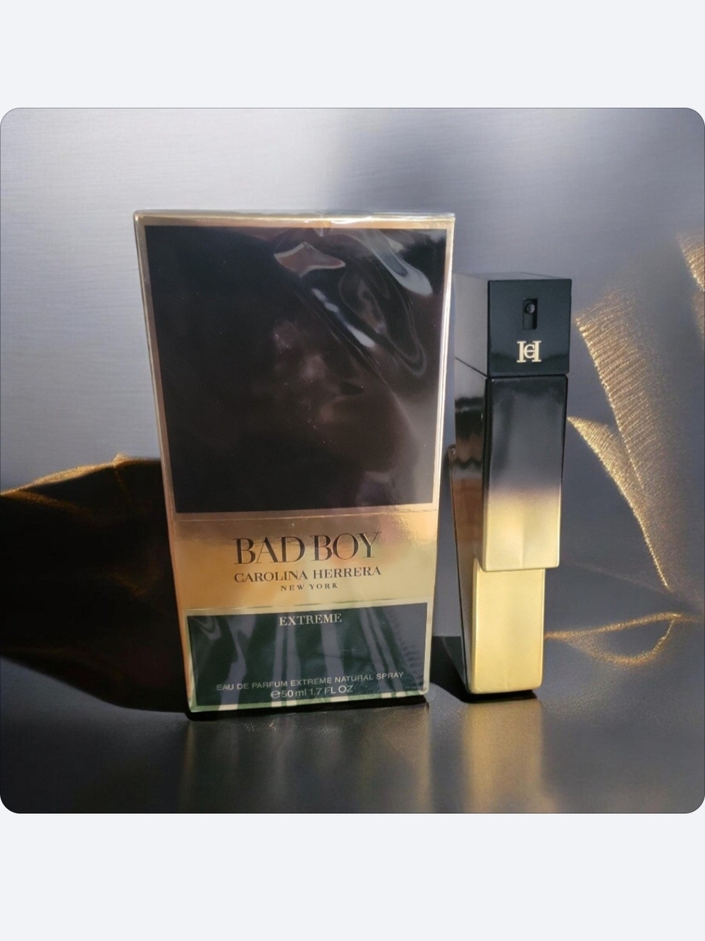 Carolina Herrera Bad Boy Extreme - Black & Gold Gradient Bottle 1.7 Oz